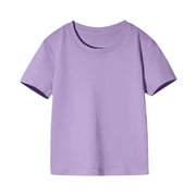 vdgthytj Toddler Kids Summer T-Shirts Crewneck Short Sleeve Cotton Basic Tees Casual Solid Color Tops for Girls Boys